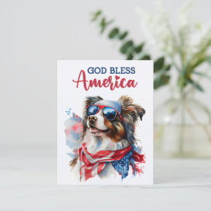Carte 4 juillet berger australienne-chien patrioti