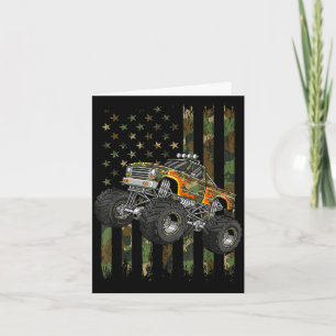 Carte 4 juillet camion monstre rétro drapeau américain c