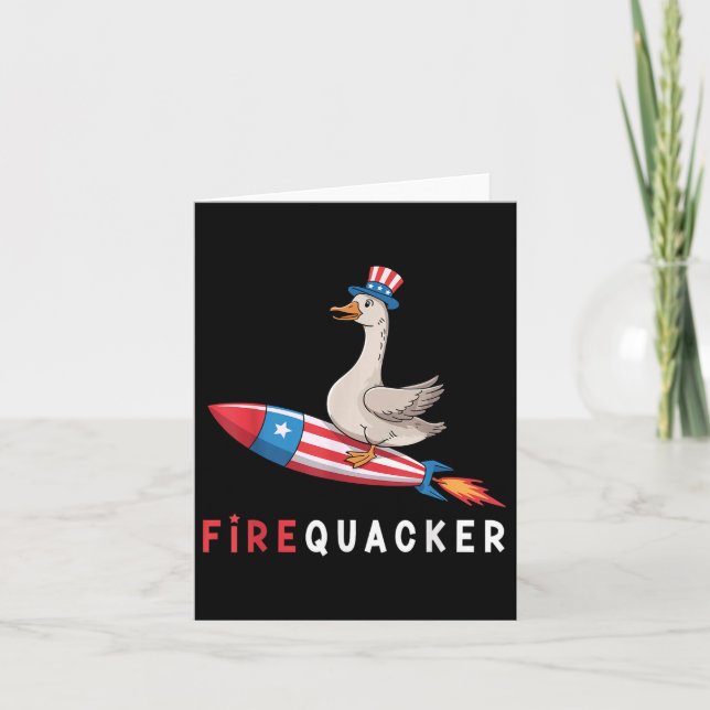 Carte 4 juillet Canard Firequacker Patriotique Quatrième (Devant)