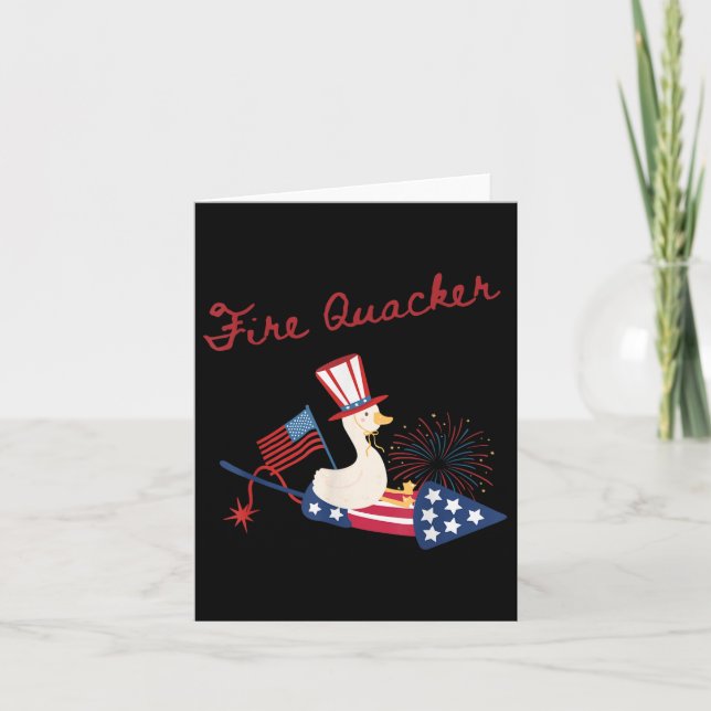 Carte 4 juillet Canard Firequacker Patriotique Quatrième (Devant)