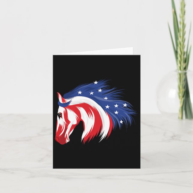 Carte 4 juillet Cheval patriotique Drapeau américain Hor (Devant)