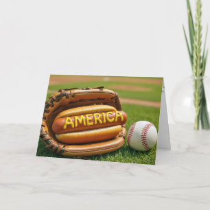 Carte 4 juillet Chien Chaud En Gant De Baseball