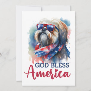 Carte 4 juillet Chien - Chih Tzu Patriotique