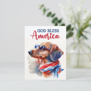 Carte 4 juillet Chien-Dachshund Patriotique