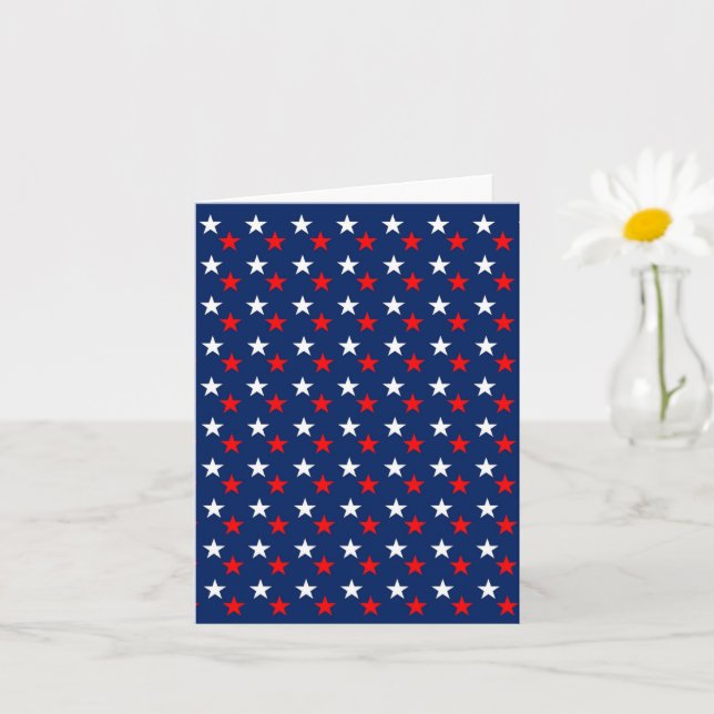 CARTE 4 JUILLET / ETOILES BLANCHES ET BLEUES ROUGES (Petite plante)
