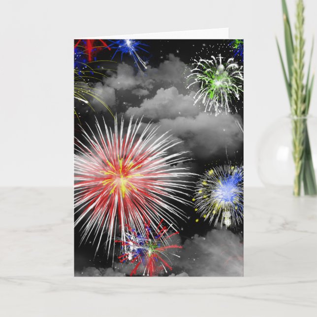 Carte 4 juillet feux d'artifice d'anniversaire dans les  (Devant)