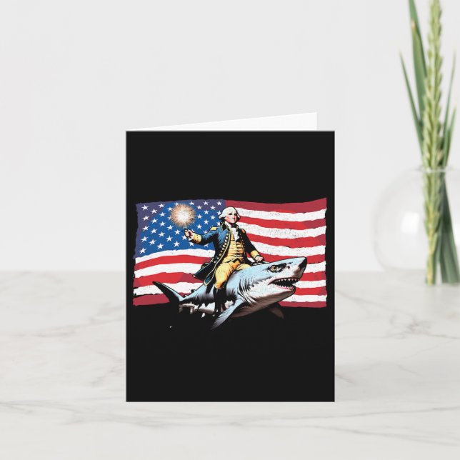 Carte 4 juillet George Washington équitation Shark Ameri (Devant)