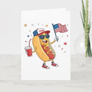 Carte 4 juillet Hotdog Drôle Quatre Juillet Patriotique