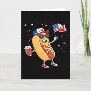 Carte 4 juillet Hotdog Drôle Quatre Juillet Patriotique 