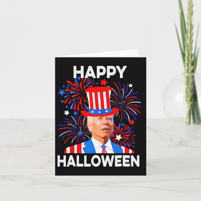 Carte 4 juillet Joyeux Halloween Funny Biden Confus (Devant)