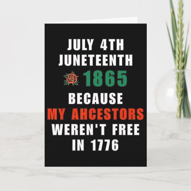 Carte 4 juillet Juneteenth Liberté Ancestrale  (Devant)