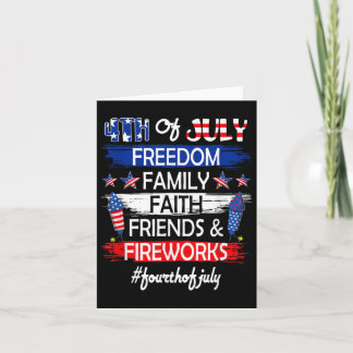 Carte 4 juillet Liberté Famille amis Feu d'artifice Fièr