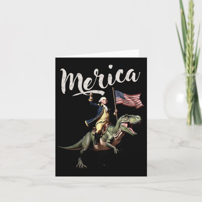 Carte 4 juillet Merica George Washington À cheval Sur Un (Devant)