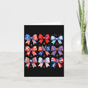 Carte 4 juillet nœud coquette rouge blanc bleu usa 250e