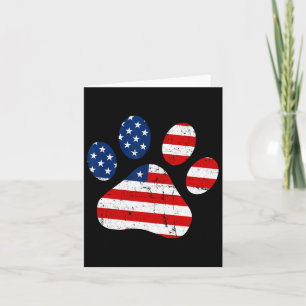 Carte 4 juillet Patte de chien mignonne Drapeau américai