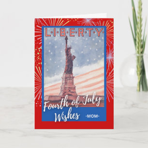 Carte 4 juillet pour Maman Retro Statue de la Liberté