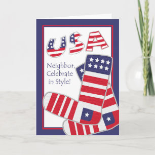 Carte 4 juillet pour Voisins, Chaussettes patriotiques