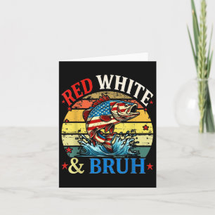 Carte 4 juillet Retro Pêche Rouge Blanc &amp; Brut Ame