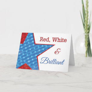 Carte 4 juillet rouge blanc et étoile brillante