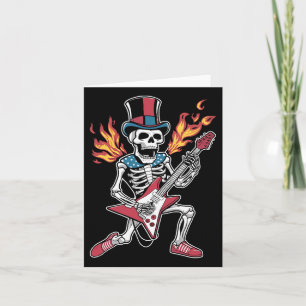 Carte 4 Juillet Squelette Jouer Guitare Rock Et Roll Usa