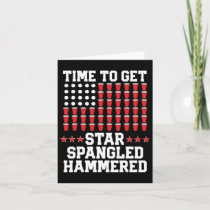 Carte 4 juillet T Chemise Cadeau Bière Pong Drapeau Amér