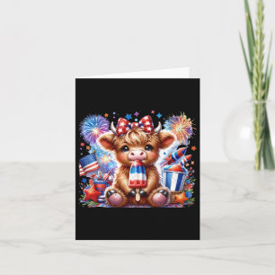 Carte 4 juillet Vache Popsicle Firework Usa American