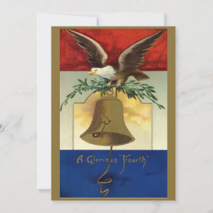 Carte 4 juillet vintage avec Eagle et Liberty Bell