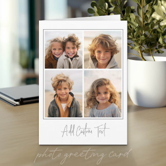 Carte 4 Photo Collage Texte Script Tendance - Gris Blanc