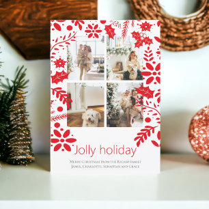 Carte 4 Photo Jolly Holiday Fleur nordique Noël