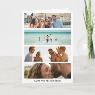 Carte 4 photo tendance   Tout âge et nom Anniversaire