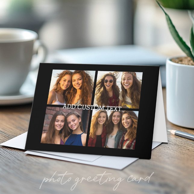 Carte 4 photos en collage - avec espace pour le texte (Custom Photo Folded Greeting Card)