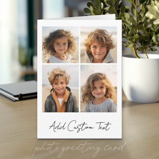 Carte 4 photos en collage - Blanc avec type de script