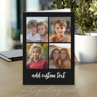 Carte 4 photos en collage - vous pouvez changer la coule
