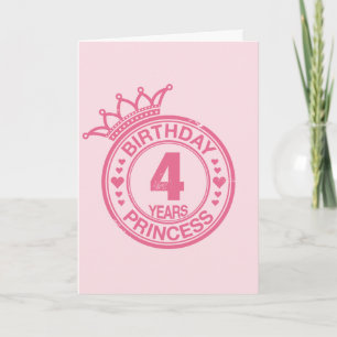 Carte 4 years - Birthday Princess - pink
