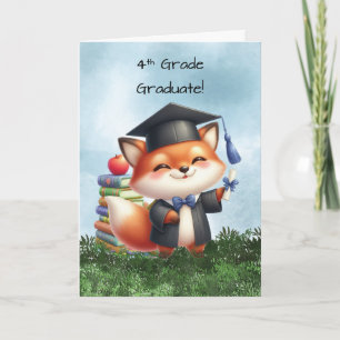 Carte 4e année d'études Boy Fox Félicitations