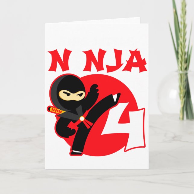 Carte 4e anniversaire 4 ans Enfants Fête Petit Ninja 4  (Devant)