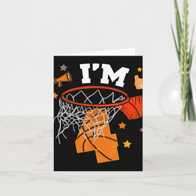 Carte 4e anniversaire Basketball garçon 4 ans Bd (Devant)
