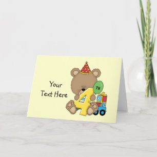 Carte 4e anniversaire Bear Boy (personnalisable)