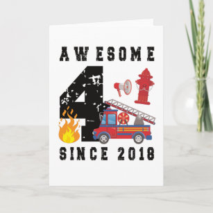 Carte 4e anniversaire Cadeau pompier garçon Né en 2018