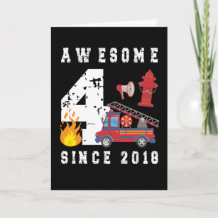 Carte 4e anniversaire Cadeau pompier garçon Né en 2018