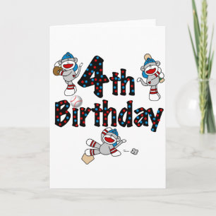 Carte 4e anniversaire de baseball de singe de soq