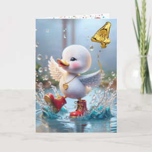 Carte 4e anniversaire Duck Dancing In the Rain Puddle