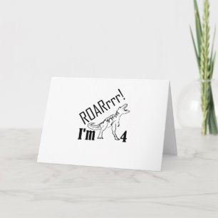 Carte 4e anniversaire Enfants Dinosaur cadeau pour 4 ans