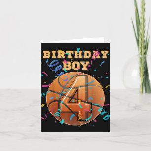 Carte 4e anniversaire garçon 4 ans de basket-ball Playe