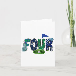 Carte 4e anniversaire Golf Thème Party Golf Girl Boy Bir