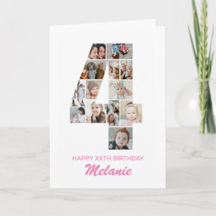 Carte 4e anniversaire Numéro 4 Collage photo Personnalis