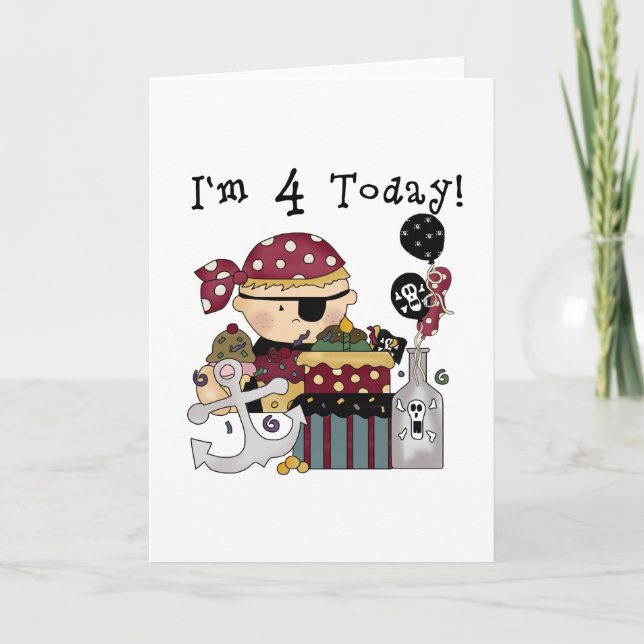 Carte 4e anniversaire Pirate Tshirts et cadeaux (Devant)