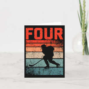 Carte 4e anniversaire Retro Hockey sur glace 4 ans Garço