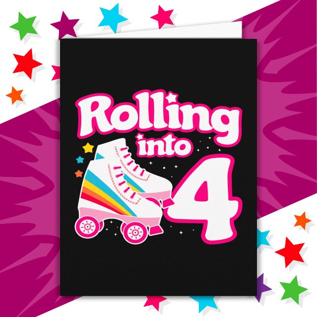 Carte 4e anniversaire Roller Skate 4 ans (Créateur téléchargé)