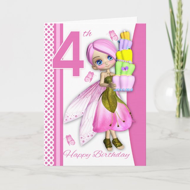 Carte 4e anniversaire Tipsy Cake Imaginaire Fairy Cutie  (Devant)